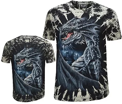 Buy New Mens Dragon Skull Castle Glow In The Dark Tye Dye T - Shirt M - 3XL • 14.99£