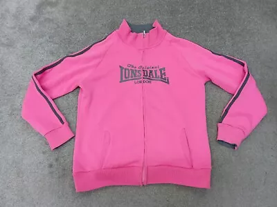 Buy LONSDALE Womens Tracksuit Top Jacket Pink Cotton Full Zip Adult Size 16 • 6.13£
