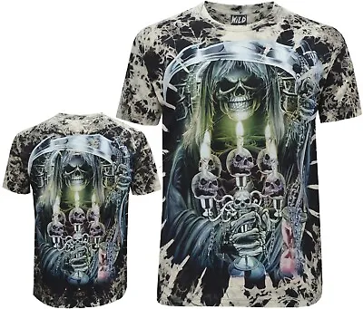 Buy New Grim Reaper Glow In Dark Skull Chains Axe Tattoo Tye Dye T - Shirt M - 4XL • 11.95£
