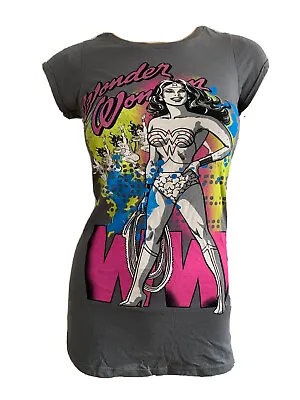 Buy Wonder Woman Dc Comics Grey Cotton Slim Fit Long Tee Uk 6 Eu 34 Us 2 Xs Bnwt • 14.99£