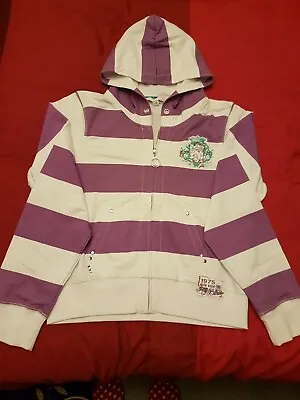 Buy Ladies 1975 Hoodie, Purple N White Stripes, Size 10, New • 4£