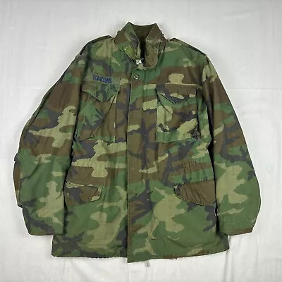 Buy Vintage US Army Jacket Woodland Camouflage M65 Parka Small Long • 19.95£