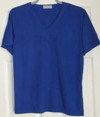 Buy 'new Model' Royal Blue Top T Shirt Bust 40  Embroidered, Ssleeves, Hlength • 5£