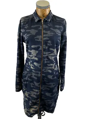Buy GEISHA JACKET 36 8 BLUE GREY Camouflage Denim Vintage Stretchy Zip Long Casual • 15.97£