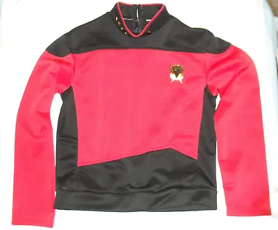 Buy Star Trek Costume Zip-up Top Red/black With Gold Buttons & Badge Size L (child) • 35£