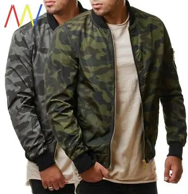 Buy Autumn Men Camouflage Jacket Male Coat Camouflage Bomber Mandarin Collar Zipper • 27.37£