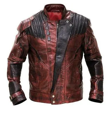 Buy Guardians Of The Galaxy 2 Star Lord Distressed Maroon Real- PU Leather Jacket • 94.99£