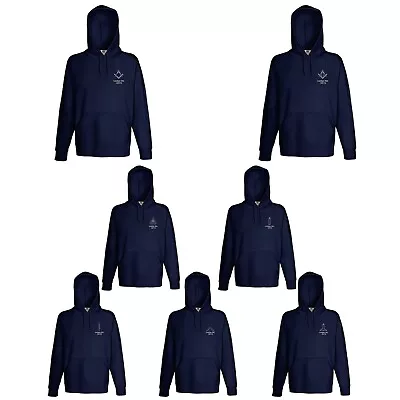 Buy Personalised With Silver Lodge Number Masonic Navy Hoodie XHDS005 • 19.99£