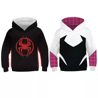 Buy Kids Spider-Man Across The Spider-Verse Miles Morales Gwen Pullover Hooded Top • 17.69£