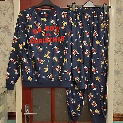 Buy George Asda Disney Mickey Mouse Christmas Pyjamas Top Trousers Medium Excellent • 14.99£
