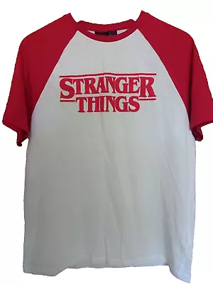 Buy Stranger Things White & Red Raglan 100% Cotton T Shirt Top Tee - Size M Medium  • 12.95£