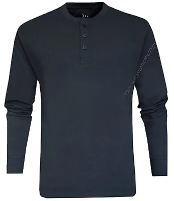 Buy Mens Henley Plain Long Sleeve Jersey Grandad Neck T-shirt Top Causal M - 3XL • 9.95£