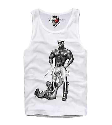 Buy Tank Top Vest Shirt Gay Cops Tom Of Finland Slave Leather Pants Whip Male A524 • 22.78£