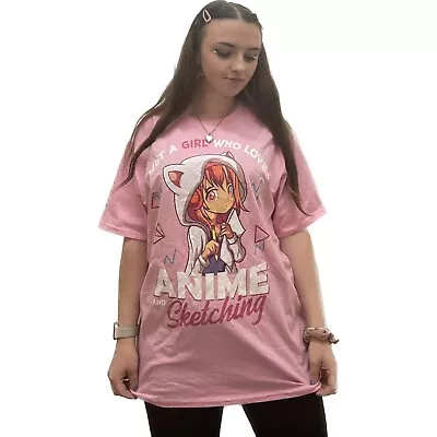 Buy UK Large Just A Girl Who Loves Anime And Sketching Otaku Anime Merch T-Shirt • 10£