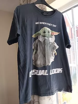 Buy Bershka Size M Star Wars Gray Acid Wash Grogu Oversized Fit Shirt Graphic Print • 5£