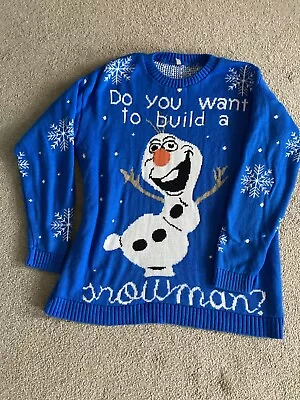 Buy Men's Xmas Blue Snowman Logo Long Sleeved Jumper Size XXL Fits Chest 46 • 4.51£