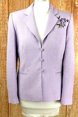 Buy Jacques Vert Lilac Embroidered Floral Beaded Summer Wedding Occasion Jacket 10 • 12.99£