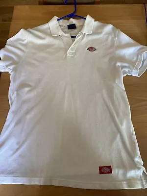 Buy Mens Clothes Size Medium Dickies White Cotton Polo Shirt Short Sleeved Top • 3.49£