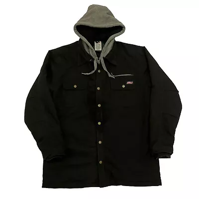Buy Dickies Duck Shirt Jacket Sherpa Lined Black Mens L Canvas Hooded Full Zip • 39.99£