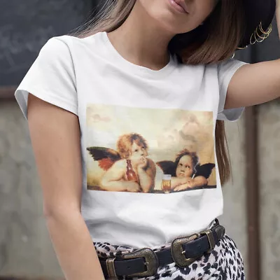 Buy Drinking And Smoking Cherub T Shirt Cute Angels Printed Onto 100% T-Shirt • 9.95£