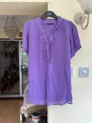 Buy Pretty Long Double Layered ￼Viscose Shirt From Evans In Purple Size 18 • 4£