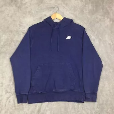 Buy Mens Nike Casual Cotton Mix Front Pouch Pullover Hoodie - Size S - Navy Blue • 18.99£