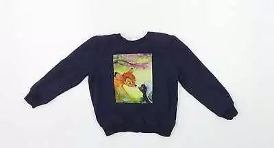 Buy Disney Girls Blue Cotton Pullover Sweatshirt Size 4-5 Years - Bambi • 5.75£