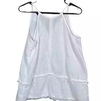 Buy Anthropologie Cloth & Stone Womens Shirt White Tank Fring Sheer Stretch S • 15.57£