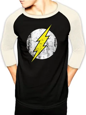 Buy Official The Flash Vintage Logo Baseball Shirt DC Comics 3/4 Sleeve Small • 11.99£