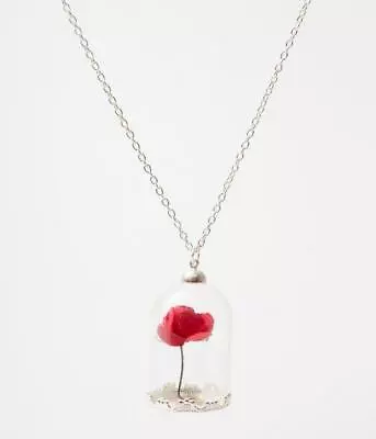 Buy RED ROSE IN DOME PENDANT Beauty And The Beast Inspired Jewellery Silver Alloy • 7.34£