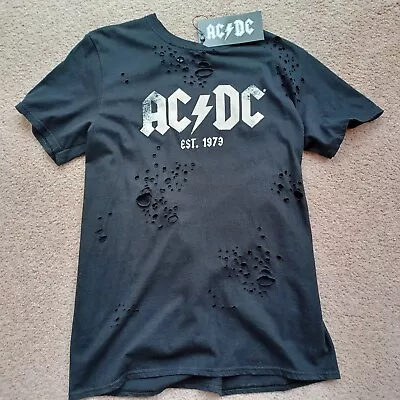 Buy Misguided AC/DC Distressed Black T Shirt Size Small Brand New! • 15£