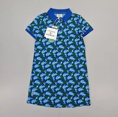 Buy Lacoste X Minecraft Kids Girls Polo Dress Blue 8 Years AOP Logo EJ3882 • 34.99£