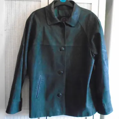 Buy Size 12 Beautiful Vintage  Retro Green Suede Leather Jacket Wallace Sacks • 21.99£