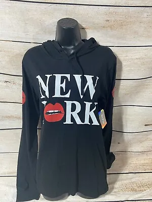 Buy On Fire Long Sleeve Hoodie Shirt Size XL Womens Black I Love New York NWT Top  • 13.18£