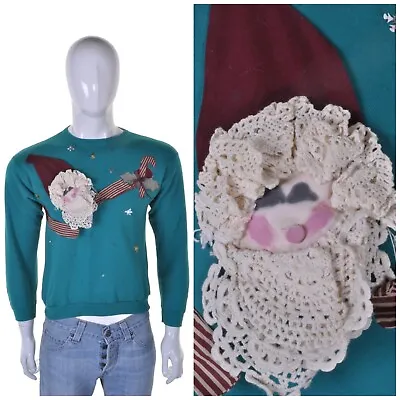 Buy Vintage 3D Santa Christmas Jumper S Cute Kitsch Ugly Tacky Sweater Sweatshirt • 24.99£