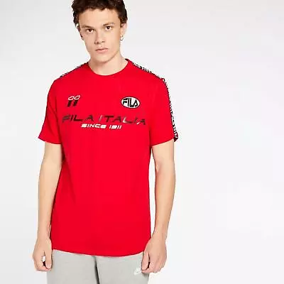 Buy Fila Mens Crew Neck Short Sleeve Retro Cotton Jersey Red Tape T Shirt Top S L • 10.99£