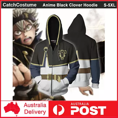 Buy Anime Black Clover Hoodie Asta Cosplay Sweatshirt Sweater Zipper Jacket Coat • 23.38£