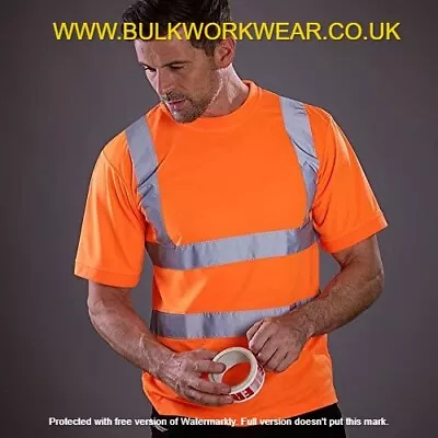 Buy Hi Vis T Shirt Orange Viz Visibility Short Sleeve Safety Workwear Top Reflective • 9.99£