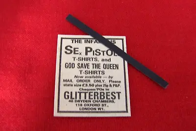 Buy Sex Pistols T Shirt 1977 God Save The Queen Glitterbest Original Vintage Advert • 6.99£