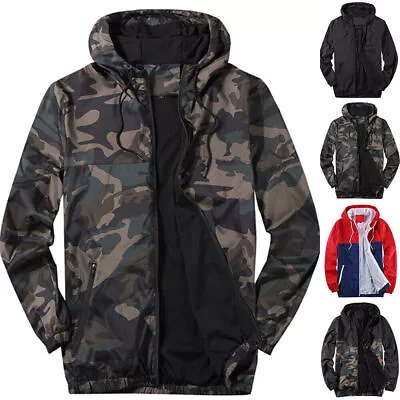 Buy Mens Windbreaker Jacket Hooded Sweatshirt Sport Gym Casual Hoodies Coat Outdoor. • 20.92£