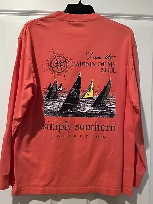 Buy Simply Southern Women Preppy Long Sleeve “I Am The Captain Of My Soul” T-Shirt L • 7.56£