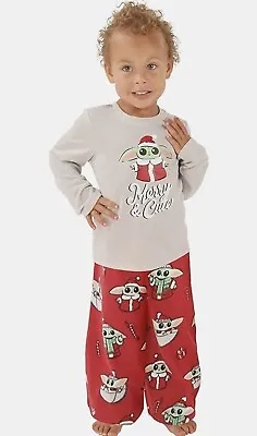 Buy MUNKI MUNKI Kid's 2-Piece Christmas Pajama Set Grogu Baby Yoda 3T PJs Star Wars • 13.66£
