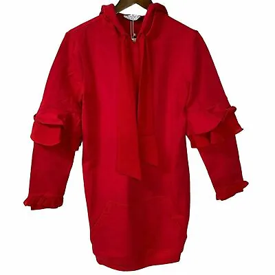 Buy Elvi Dress Womens Sz S Sweatshirt With Hoodie Long Sleeves W/ruffles Pocket • 37.76£