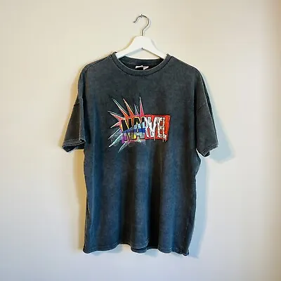 Buy Marvel Oversized Retro Logo T Shirt |  Stonewashed | Medium | Primark Collab • 7.99£