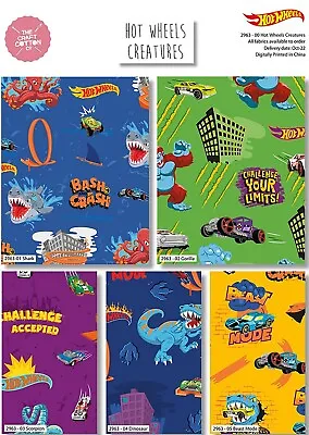 Buy Crafts Fabrics Hot Wheels Creatures Sharks Dinosaurs Racing Cars 100% Cotton • 4.99£