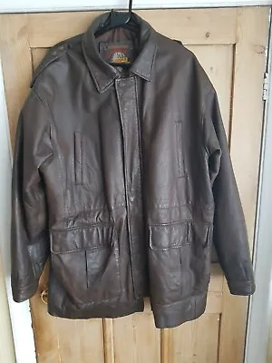 Buy Mens Genuine Leather Wilsons Jacket Dk Brown - Large - Zip & Press Stud Opening • 21.99£