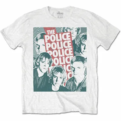 Buy THE POLICE - Official  Unisex T- Shirt -  Half-tone Faces - White  Cotton • 16.99£