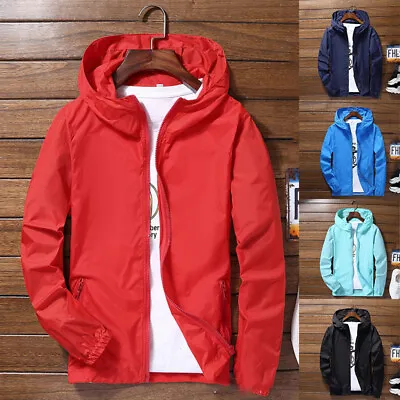 Buy ^ Mens Lightweight Windbreaker Waterproof Rain Jacket Hooded Breathable Outwear • 11.88£