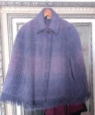 Buy ANDREW STEWART Scotland Ladies Purple Mohair/Wool Fringe Detail Cape One Size  • 60£
