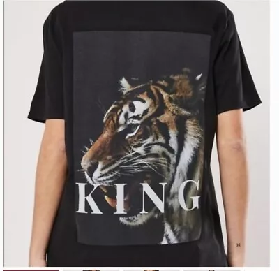 Buy Missguided Women Black Tiger Print T Shirt S • 9.99£